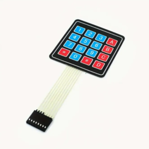 Matrix keypad module with 4x4 and 3x4 layouts, featuring durable red and blue keys, compatible with Arduino, Raspberry Pi, and robotics applications