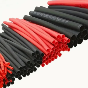 Black and red assorted heat shrink tubing set with 2:1 shrink ratio, polyolefin insulation for automotive and electrical wire wrapping