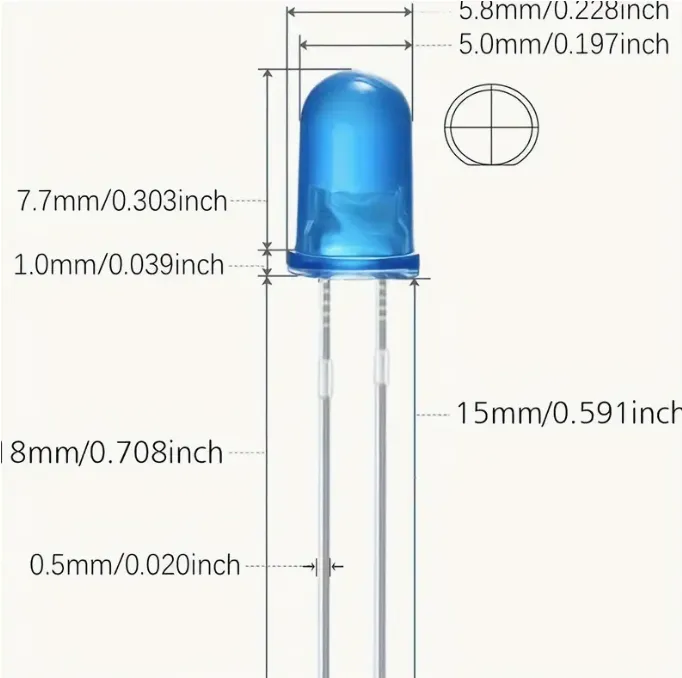 F5 Led F5 5mm LED Light-emitting Diode - jocables-جو كيبلز