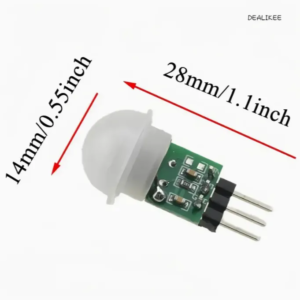 AM312 infrared PIR motion sensor module for detecting human movement, compatible with Arduino, Raspberry Pi, and IoT automation projects