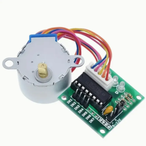 28BYJ-48 5V 4-phase stepper motor with ULN2003 driver module, plug-in design, durable copper contacts, for Arduino, Raspberry Pi, robotics, and automation projects.