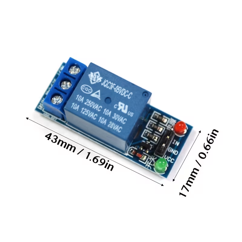 5V One Channel Relay Module with Opto-Isolation – High/Low Level Trigger for Arduino & Raspberry Pi 5V one channel relay module with opto isolation and high low level trigger for Arduino Raspberry Pi ARM AVR.