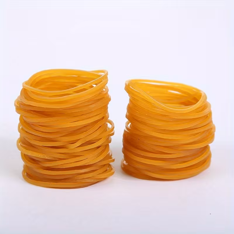 Yellow Rubber Bands – High Elastic Durable Cowhide Rubber Rings for Industrial & Office Use Yellow rubber bands with high elasticity and durable cowhide rubber suitable for industrial and office use.